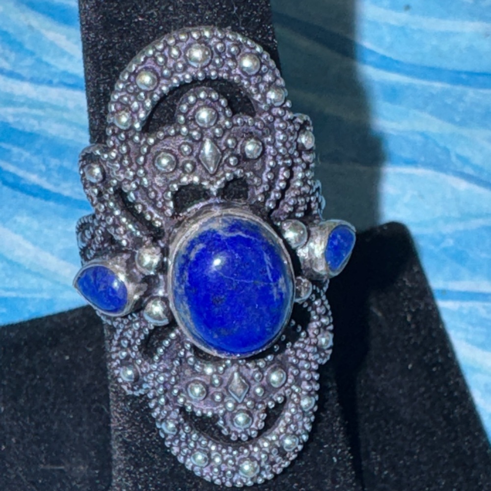 Silver Lapis Lazuli Silver Ring - image 4